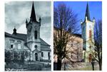 Die Kirche mit der Pfarrbehoerde um 1950_Kostel s farou okolo 1950